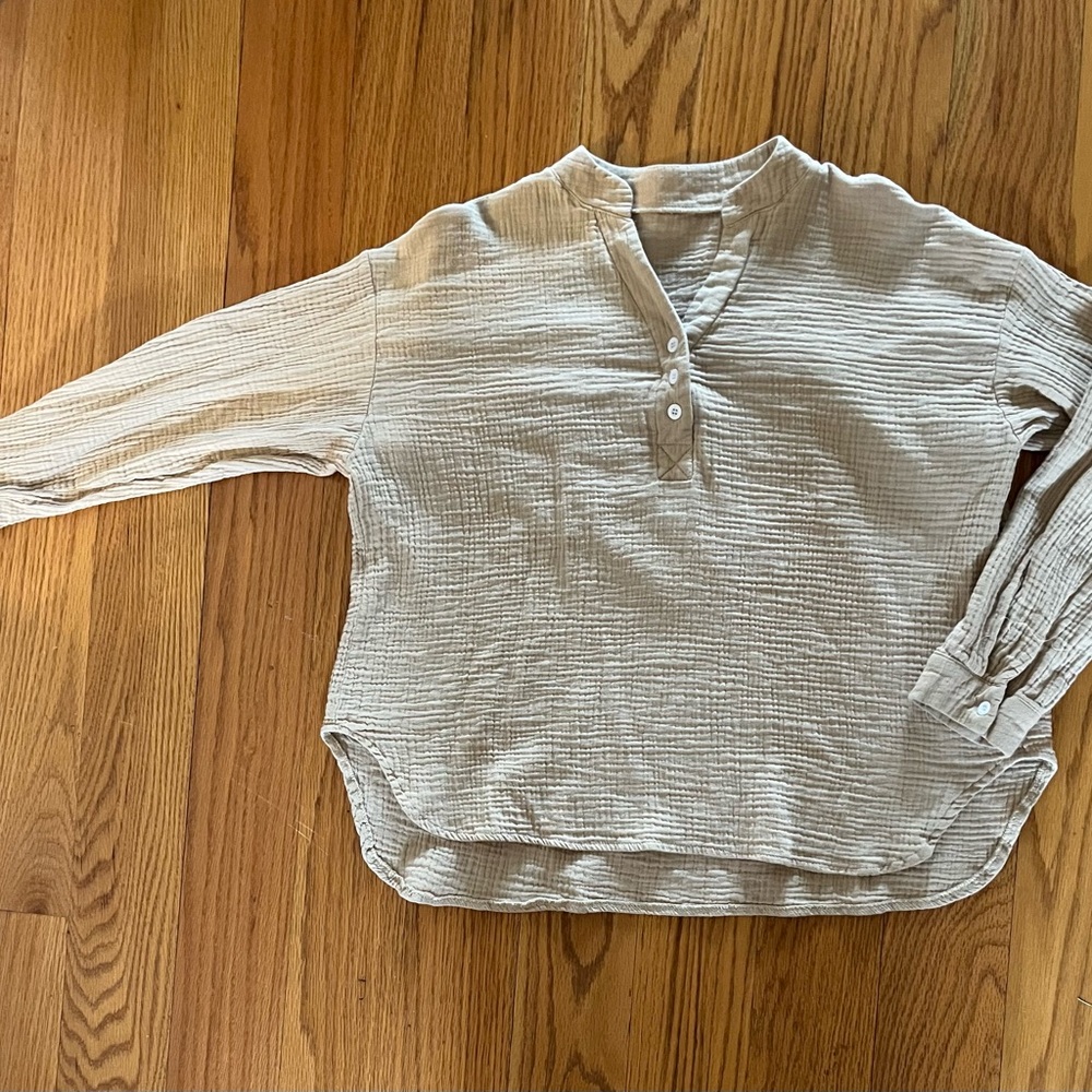 A Classy Chic Boutique Beige Button-Down Shirt